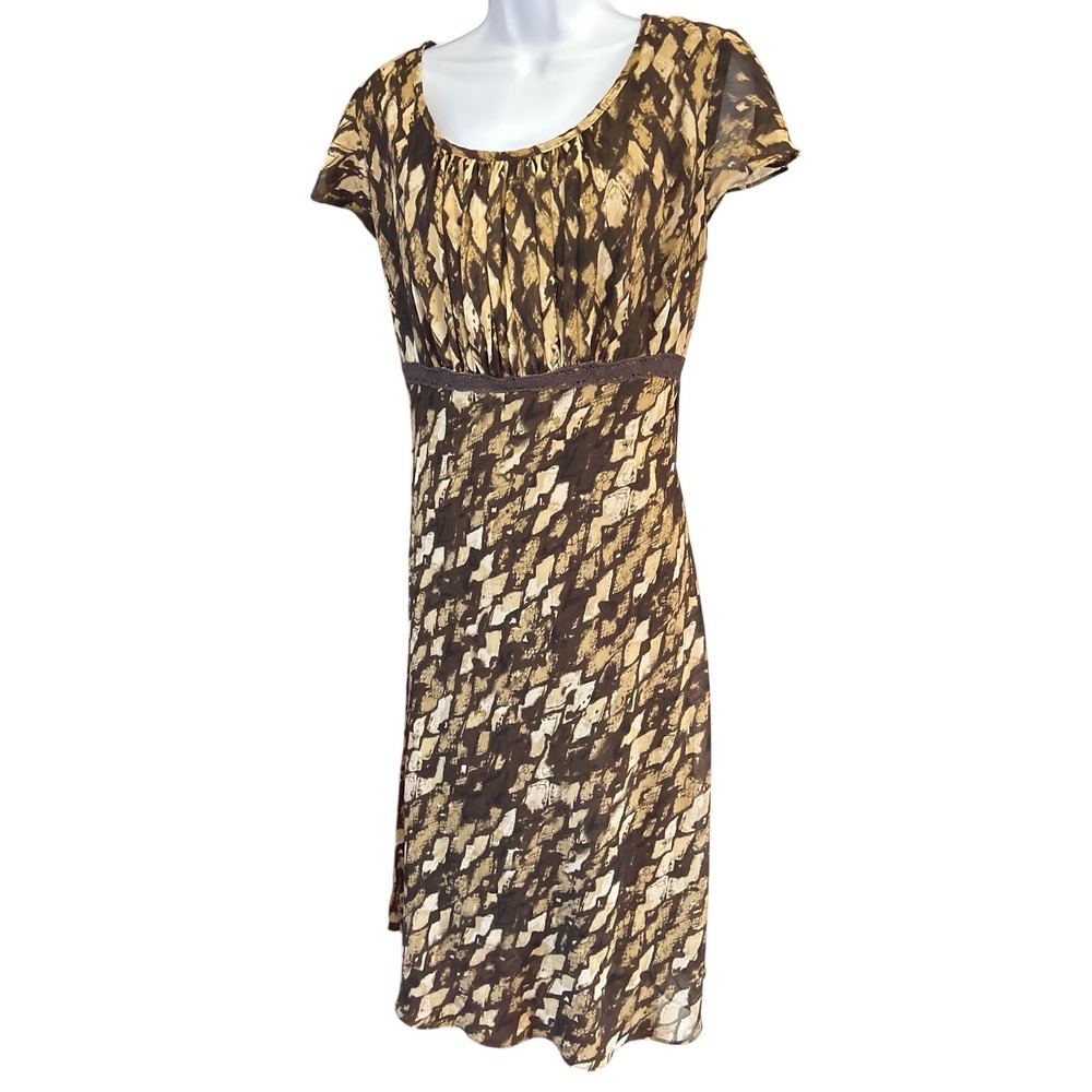 Vintage 90s Dorby Abstract Print Midi Dress Earthy Academia Whimsigoth Granola